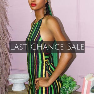 Striped Linen Backless Dress: Tie Back, Long Vent