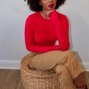 Red Long Sleeve Cotton Bodysuit