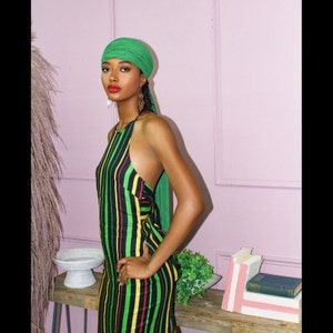 Striped Backless Linen Dress with Bow Tie Waist – Lightweight & Elegant - Vertical Stripe Pattern, Tie Neck