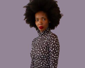 Black Printed Long Sleeve Cotton Bodysuit