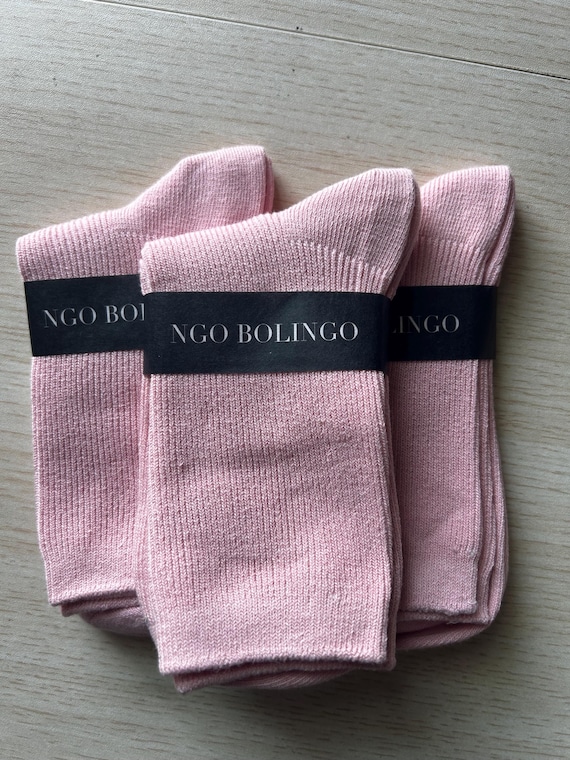 Combed Cotton Socks Mid Length - Yellow and Pink