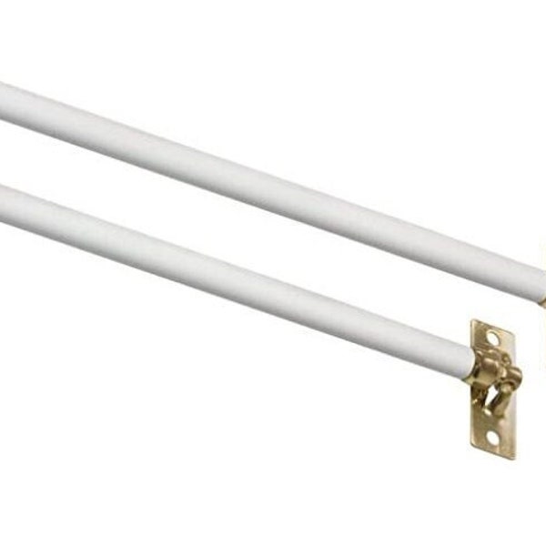 Curtain Rods, Pair of 5/16-Inch Swivel End Sash Rods Extend 7 to 12 inches, 12 to 21 Inches and 21 to 38 inches With Brass Ends.