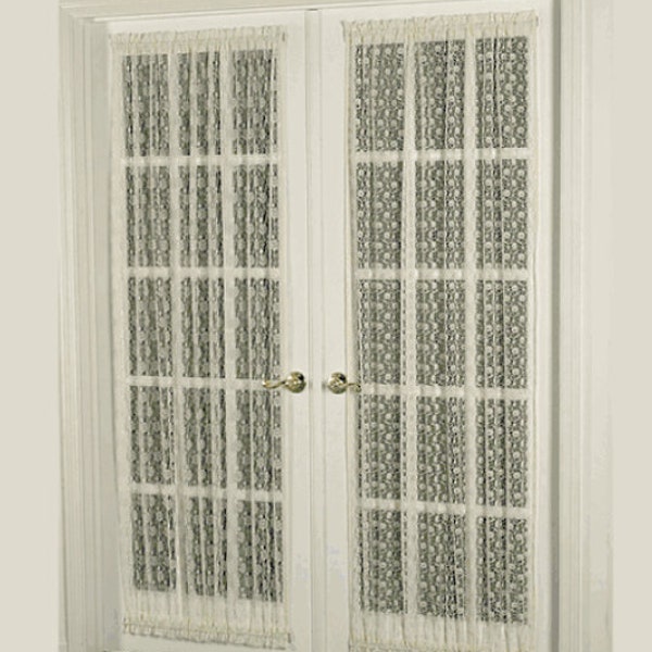 Floral Lace Door Curtains, Lace French Door Curtains, Custom-Made Any Size (Single Panel)