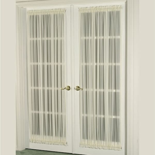 Sheer Door Curtain 76" Width. Fits Door Window 20" - 25" Wide (Single Panel)