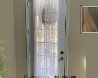 Sheer Door Curtain 76&quot; Width. Fits Door Window 20&quot; - 25&quot; Wide (Single Panel)