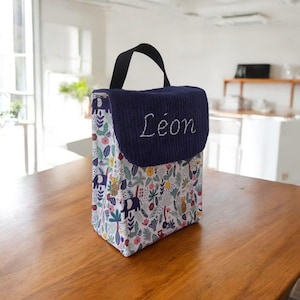 Lunch Bag Enfant Personnalisé – Sac Isotherme Crèche ou École – Brodé avec Prénom – Fait Main