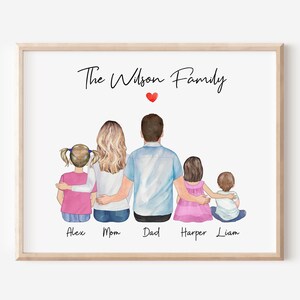 Digital Personalized Family Portrait, Family Wall Art, Family Portrait Illustration, Custom Family Art Deco, Anniversary Gift