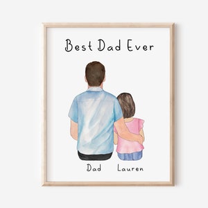 Personalized Fathers Day Gift, Custom Dad Daughter Portrait, Gift For Dad, Dad Daughter Print, Family Portrait, Birthday Gift For Father