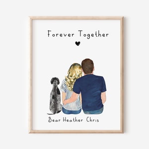 Personalized Couple With Pet Portrait, Custom Couple With Dog Gift, Valentines Day Gift, Anniversary Gift, Couple Gift, Gift For Husband