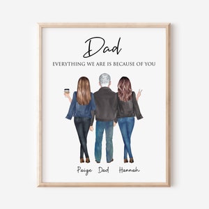 Personalized Father and Daughter Gift, Custom Dad Daughter Portrait, Fathers Day Gift, Gift For Dad From Daughter, Birthday Gift For Father