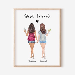 Ritratto stampabile della migliore amica, ritratto della migliore amica, regalo per lei, regalo di compleanno per la migliore amica, arte murale per le amiche, stampa dell&#39;amicizia