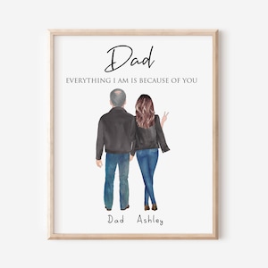 Gepersonaliseerde vader en dochter cadeau, aangepaste vader dochter portret, vaderdagcadeau, cadeau voor papa van dochter, vader verjaardagscadeau