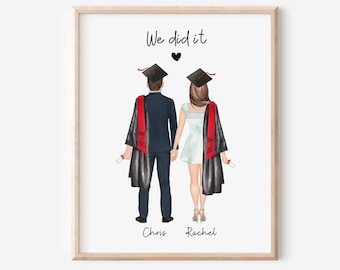Personalized Couple Graduation Gift, Graduation Print for Couple, Graduation Gift for Girlfriend, Couple Graduation Print, Best Friend Gift