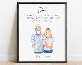 Impresión personalizada en memoria de un padre fallecido, regalo en memoria de papá, retrato familiar en memoria de un ser querido, regalo de recuerdo, regalo de duelo, impresión de retrato de papá