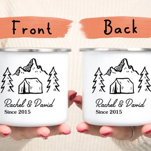 Adventuring Together Mug, Personalized Camp Mug, Enamel Mug, Camping Gift, Forest Mug, Camping Mug, Campfire Mug, Mountain Mug,Enamelware