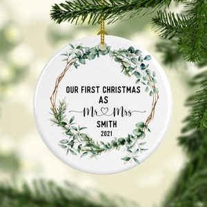 First Christmas as Mr & Mrs Ornament, Personalized Wedding Ornaments, First Married Christmas Gift,  First Christmas Married Ornament