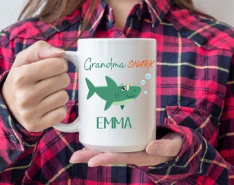 Grandma Shark, Grandma Shark Mug, Shark Coffee Mug, Grandma Mug, Grandmother Mug, Grandma Gift, Personalized Grandma Gift, Custom Coffee Mug