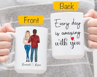 Personalized Valentine Couple Mug, Couple Portrait, Valentine's Day Gift, Couples Mug, Valentine mug, Lover Gift, Couple Gifts