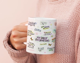 Mok Mijn dagelijkse bevestigingen, mok affirmaties, positieve mok, motiverende mok, zelfzorgmok, mok zelfliefde, inspirerende koffiemok