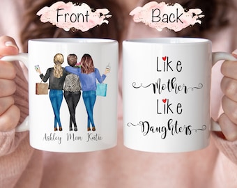 Like Mother Like Daughters Mug, Mother&#39;s Day Gift, Mother Daughters Gift, Mothers Day Mug, Personalized Mom Mug, Mother Birthday Gift