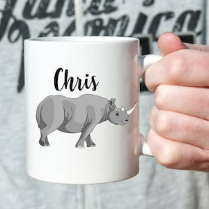 Neushoornmok, mok neushoornminnaar, neushoorn cadeau, neushoorn koffiemok, mok diernaam, mok neushoornnaam, cadeau neushoorn minnaar, mok neushoorn, cadeau voor hem