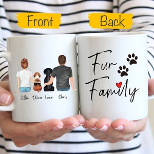 Hundefamilie Becher, personalisierte Hundebecher, Paar Hund Katzenbecher, Pelz Familienbecher, Haustier Becher, Hunde Mama Tasse, Hund Mama und Papa Becher, Individueller Hundebecher