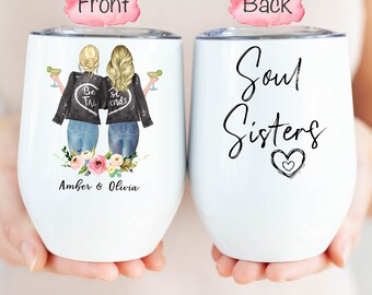 Soul Sisters Wine Tumbler, 12oz Wine Tumbler, Best Friend Tumbler, Soul Sisters Wine Glass, Personalized Friend Tumbler, Stainless Tumbler