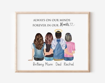 Lámina conmemorativa personalizada para papá, regalo por la pérdida de un padre, lámina de retrato familiar, regalo conmemorativo familiar, regalo de recuerdo, retrato de papá, regalo del Día del Padre