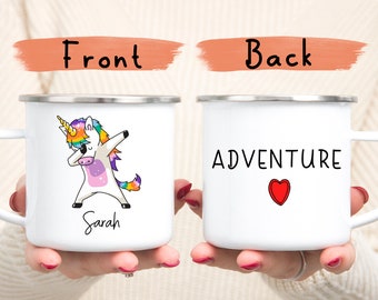 Unicorn Enamel Mug, Camping cup, Personalised Camper Mug, Camping Enamel Mug, Adventure Mug, Camping Mug, Campfire Mug, Camper Gift, Vanlife