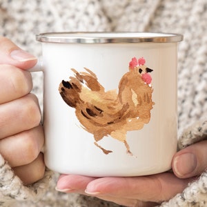 Chicken Camping Mug, Personalized Adventure Mug, Enamel Mug, Camping Gift, Wild Camping Mug, Camping Mug, Mountain Mug,Travel Mug
