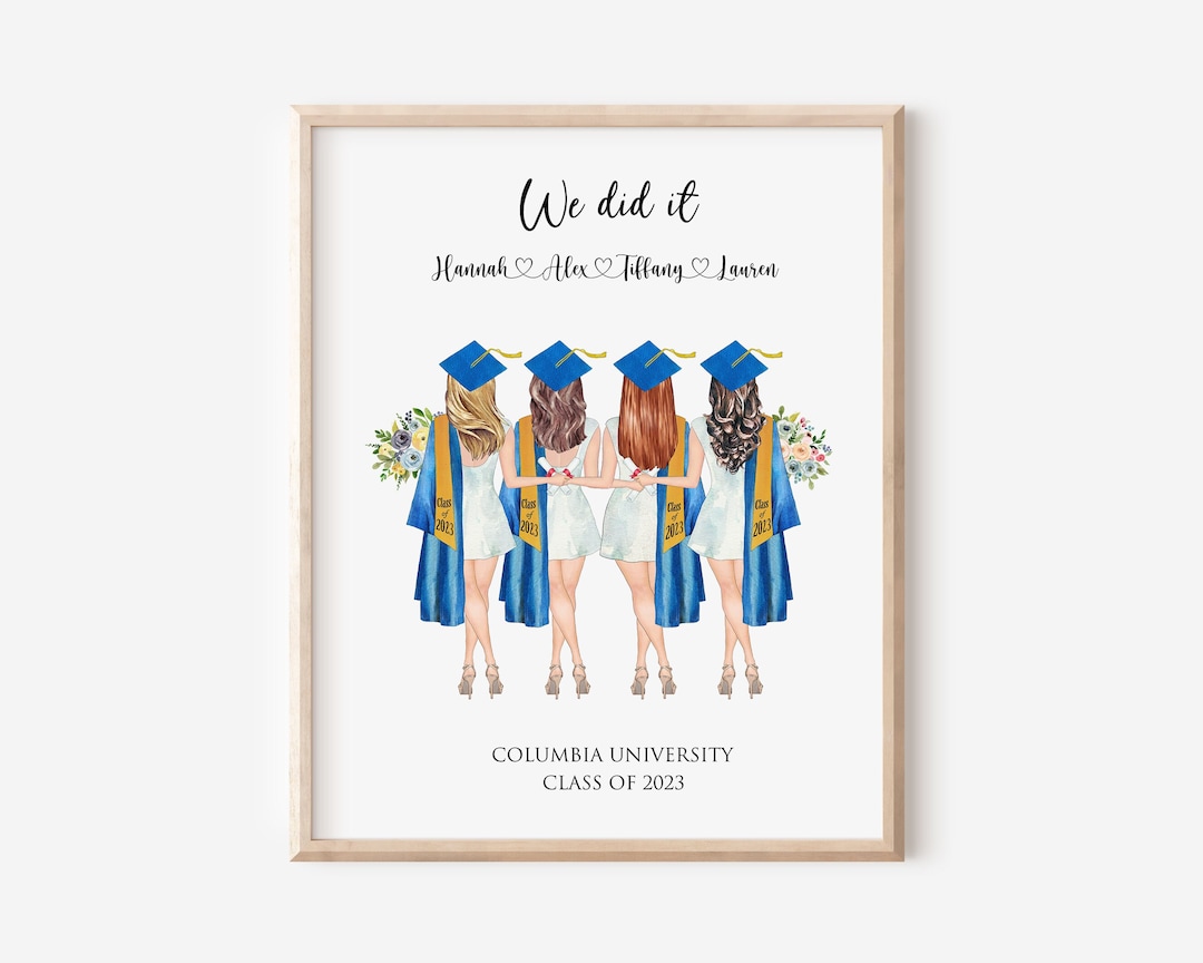 Personalized Friends Graduation Gift, 4 Friends Graduation Portrait ...