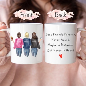 3 Best Friends Mug, Personalized Friend Mug, BFF Mug, Bestie Mug, Mug For Friend, Friendship Mug, Soul Sisters Mug, Custom Friend Coffee Mug