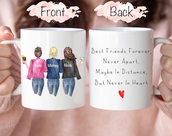 3 Best Friends Mug, Personalized Friend Mug, BFF Mug, Bestie Mug, Mug For Friend, Friendship Mug, Soul Sisters Mug, Custom Friend Coffee Mug
