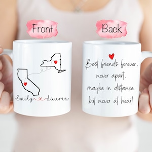 Long Distance Mugs, State To State, Country To Country, Long Distance Friendship Mug, Long Distance Gift, Moving Gift, Friends Forever