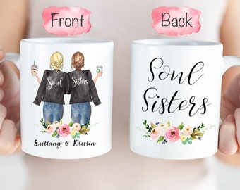 Soul Sisters Mug, Long Distance Mug, Best Friend Mug, Best Friends Gift, BFF Mug, Bestie Mug, BFF Gift, Gift For Friend, Distance Friendship