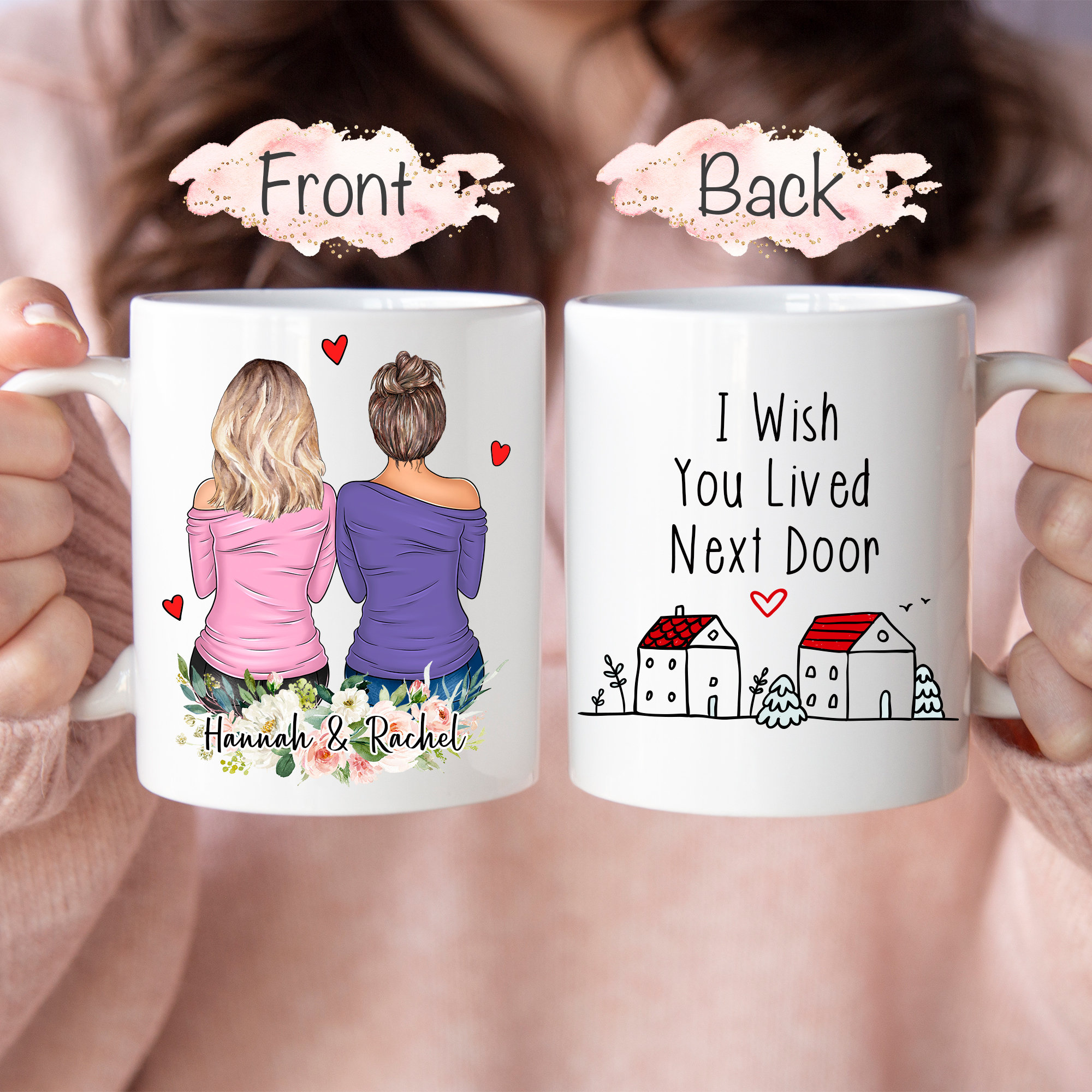 Keramik-Kaffeebecher „I Wish You Lived Next Door“ – 325 Ml, Spülmaschinenfest – Perfekt Als Freundschaftsgeschenk