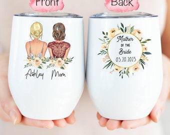 Mother Of The Bride Wine Tumbler, Mom Of The Bride Gift, Gift From Bride To Mom, Customized Bridal Party Tumbler, Personalized Mom Tumbler