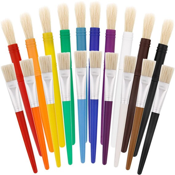 Creative Arts Flat Tip Paint Brushes Short Stubby Plastic Etsy