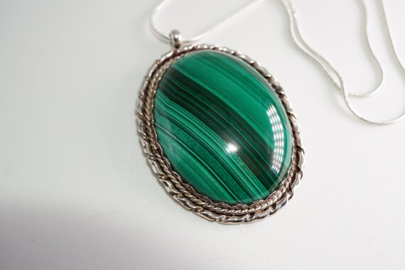 Vintage Southwestern Sterling Silver Malachite Stone Ring Size 7