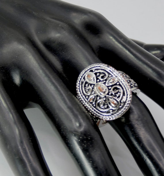 Vintage Silver over Copper Statement Ring - image 1
