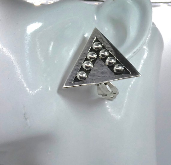 Vintage Sterling Silver Taxco Triangular Earrings - image 6