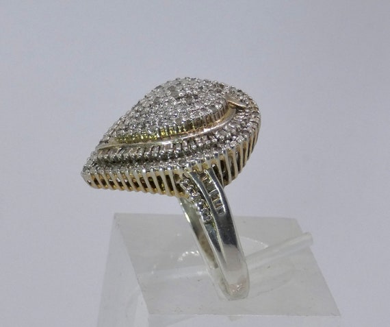 Vintage Sterling Silver with Goldplate & Diamond … - image 5