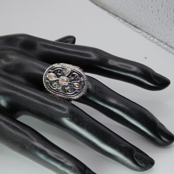 Vintage Silver over Copper Statement Ring - image 6
