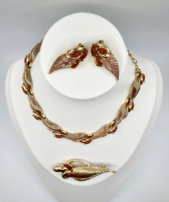 FLORENZA Vintage Necklace, Brooch & Earring Parur… - image 1