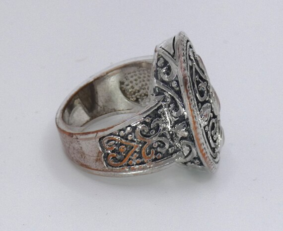 Vintage Silver over Copper Statement Ring - image 3