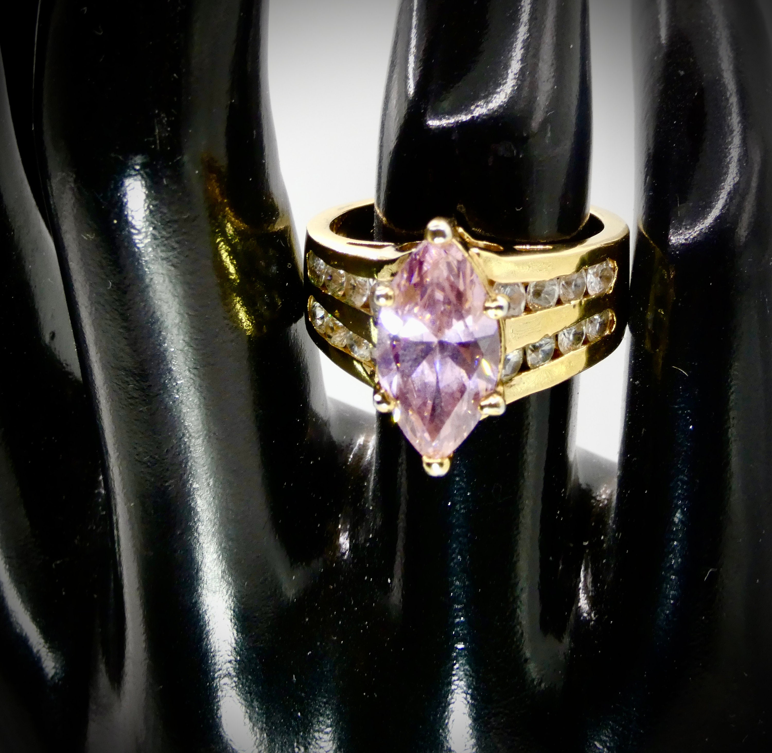 Vintage Goldplate Over Sterling Silver Pink CZ Gemstone EDCO Ring - Etsy