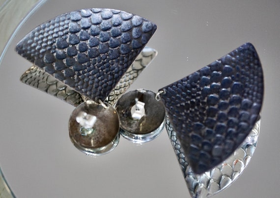 Vintage Snake Silver Brooch/Pin & Earrings - image 4