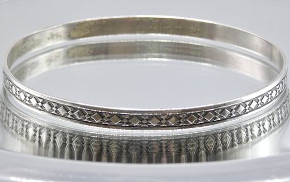 Vintage Danecraft Diamond Patterned Bangle Bracel… - image 1