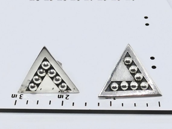 Vintage Sterling Silver Taxco Triangular Earrings - image 4
