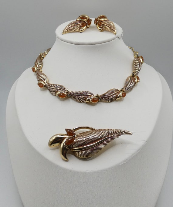 FLORENZA Vintage Necklace, Brooch & Earring Parur… - image 2
